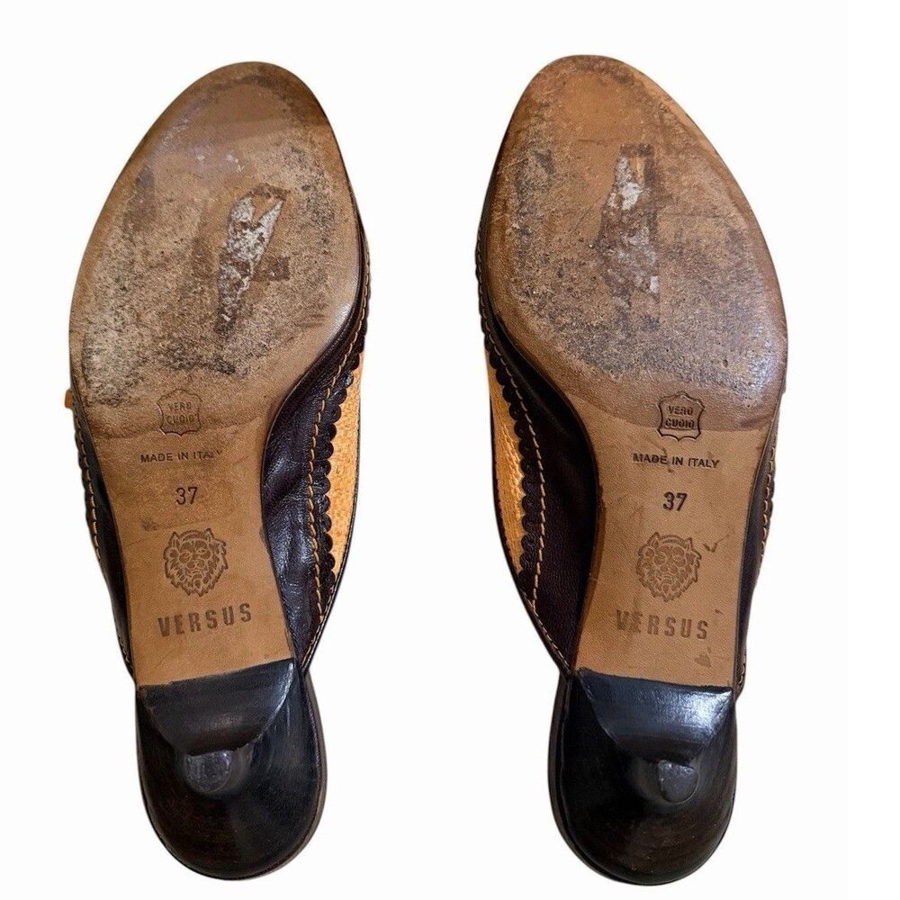 Vintage Versus Versace Raffia Slingback Kitten Heel Mules Italy Size EU 37 - Picture 9 of 9